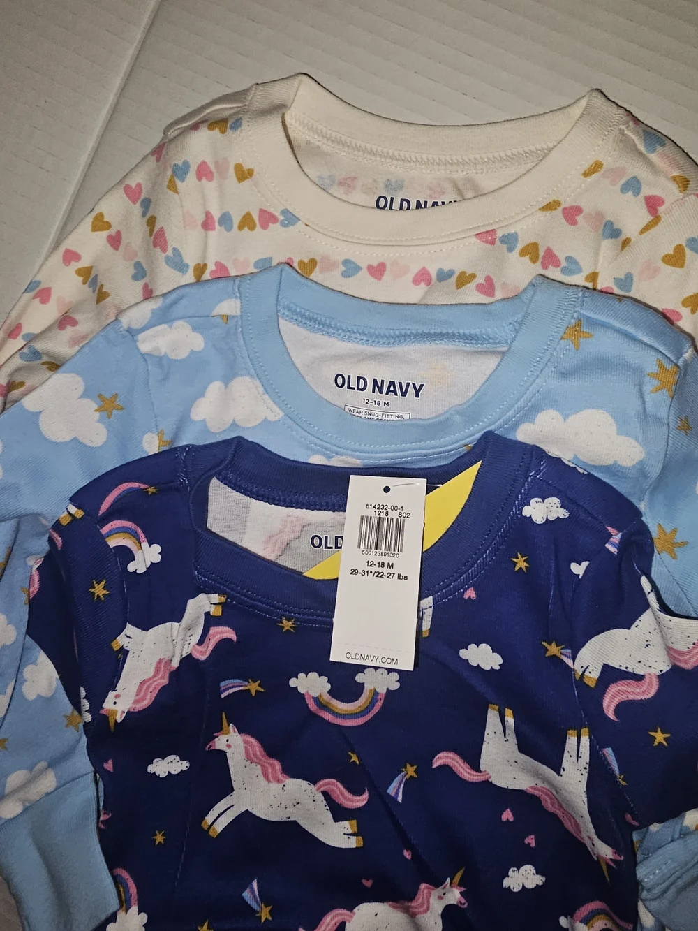 Old Navy Girls' Navy Unicorn & Pastel Pajama Set